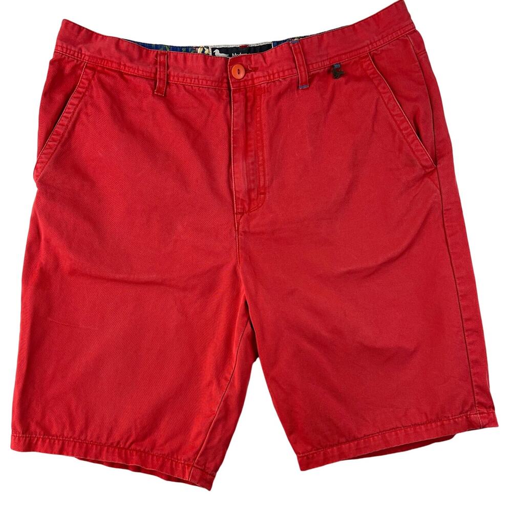 Modern Amusement Mens Flat Front Chino Shorts 36 Red 100% Cotton Crow Logo
